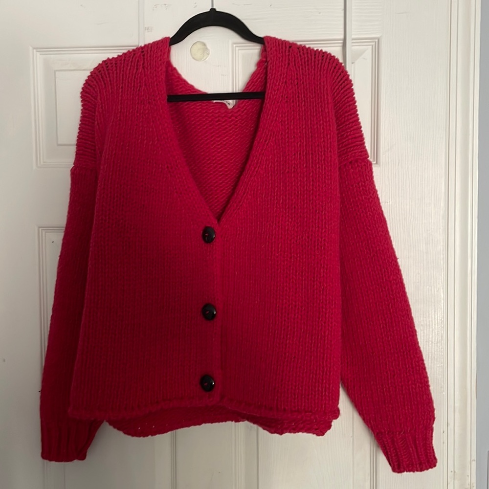 New Babaa wool cardigan in Ruby
